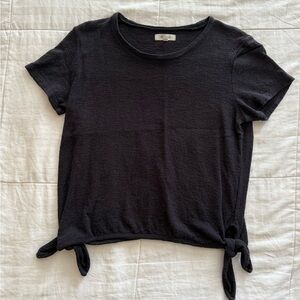 Madewell Black Short Sleeve Tie-Hem Tee